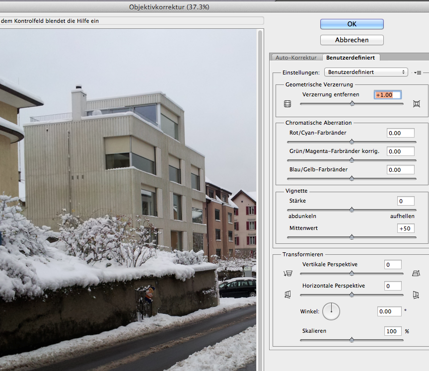 Objektivkorrektur Photoshop